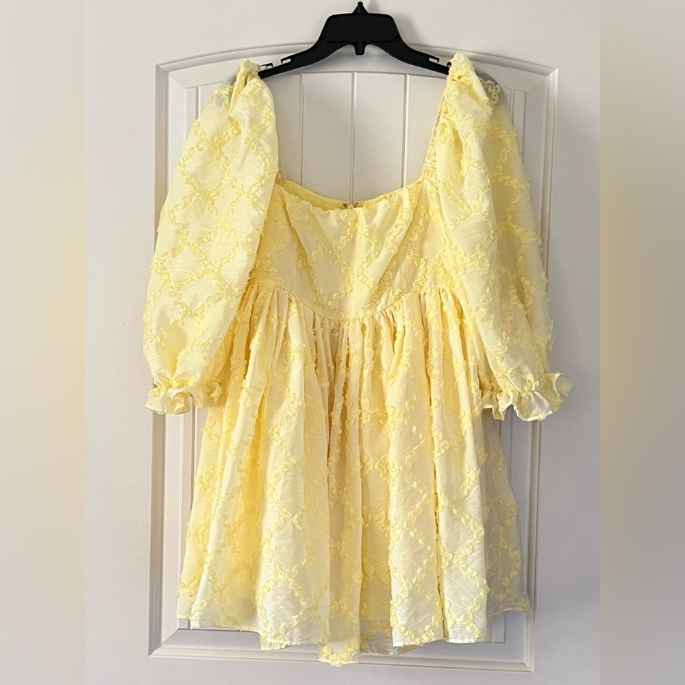 Chic Yellow Lace Mini Dress - Picture 3 of 11